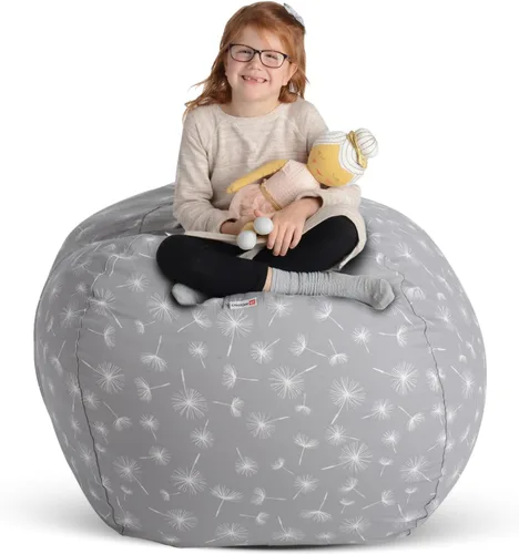 Miniatura 10 de Creative QT Stuff 'n Sit - Funda de almacenamiento de puf grande de 33 pulgadas para animales de peluche y juguetes, silla puf gigante para niños