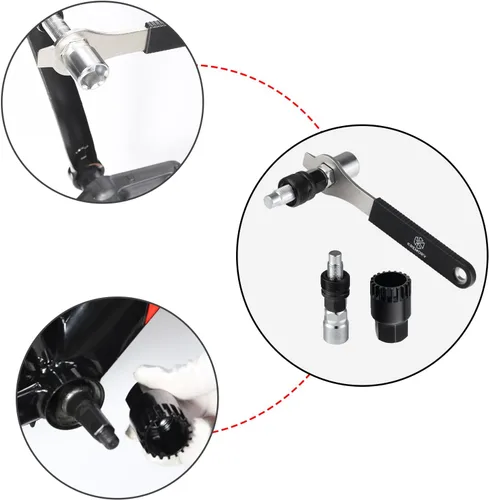 Miniatura 6 de Extractor de manivela de bicicleta Herramienta de extracción de soporte inferior de bicicleta con llave de 0.630 in Kit de herramientas