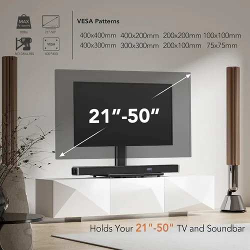 Miniatura 2 de Hemudu - Soporte universal giratorio para TV de 21 a 50 pulgadas con rotación de 90 grados, base de mesa con 4 niveles de altura ajustable, base