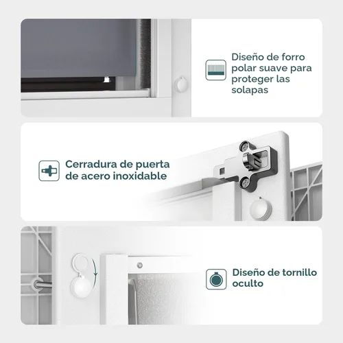 Miniatura 5 de Puerta para mascotas de 3 solapas Baboni para puertas interiores y exteriores, marco de plástico duradero y túnel telescópico, cerradura