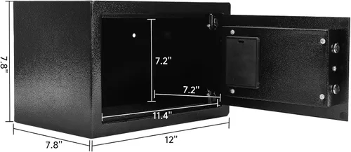 Miniatura 2 de Caja de seguridad de acero de 0.43 pies cúbicos con teclado digital, caja fuerte electrónica para el hogar, oficina, hotel, negocios, pistola segura