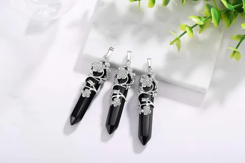 Miniatura 4 de XIANNVXI Collar de cristal con dije de punto envuelto en flores, collares de cristales curativos de Reiki, collares de piedra preciosa de cuarzo