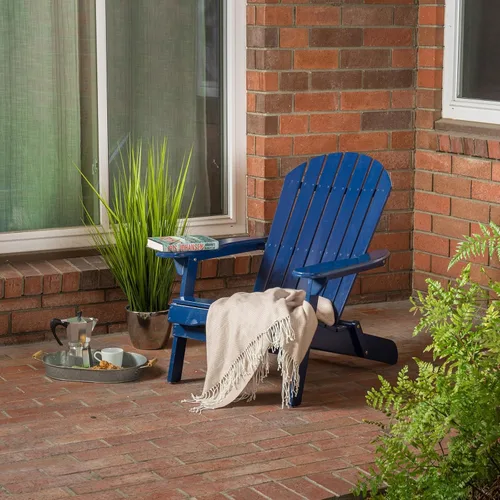 Miniatura 8 de Folding Adirondack Chairs, Solid Wood Outdoor Patio Chairs with All-Weather Construction for Yard, Garden, Backyard, Deck & Fire Pit,Blue