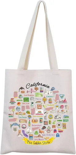 Miniatura 7 de MNIGIU California Tote Bag - Blanco, Mediana, perfecta para viajes, uso diario y almacenamiento de maquillaje