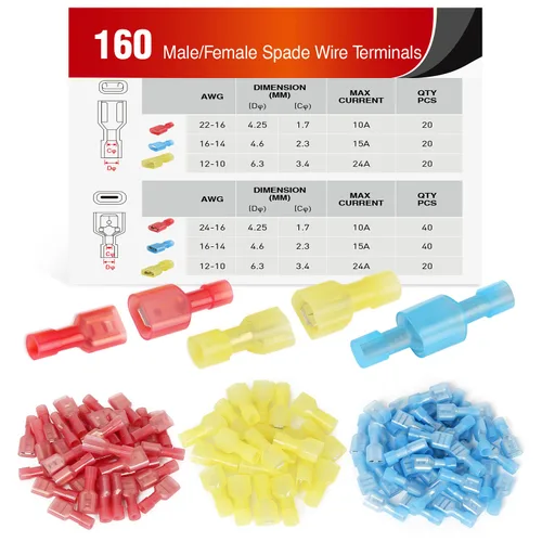 Miniatura 9 de Nilight 50047R - Juego surtido de conectores de terminales de crimpado eléctricos de calibre 110 Uds. de nailon con aislamiento para mujer