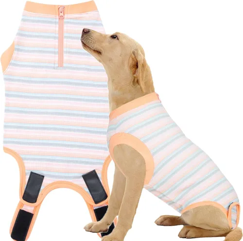 Miniatura 12 de Traje de Recuperación Wabdhaly para Perros, Traje de Cone de Perro con Cremallera Alternativa para Cirugía de Esterilización Femenina, Traje