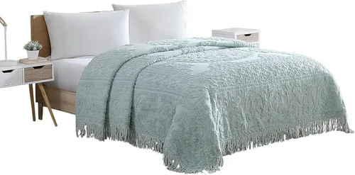 Miniatura 33 de Beatrice Home Fashions Colcha de Chenilla con Medallón, Full, Blanco