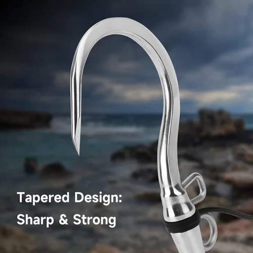 Miniatura 2 de SANLIKE Big Fishing Hook Tuna Hook 1/2 inch Thread 304 Stainless Steel Giant Saltwater Heavy Duty Fish Hook for Saltwater Sardines Swordfish