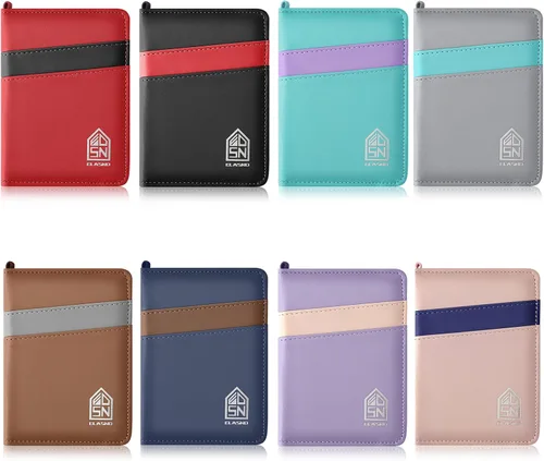 Miniatura 7 de ELASND Soporte para pasaporte para viaje con cordón para el cuello, funda de pasaporte con bolígrafo, cartera de pasaporte con bloqueo RFID