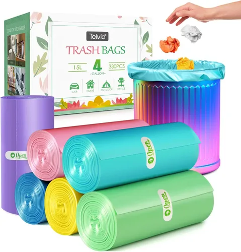 Miniatura 51 de Bolsas de basura fuertes de 1.2 galones, 220 unidades, bolsas de basura para baño, bolsas de plástico pequeñas para la oficina en casa, cocina, se