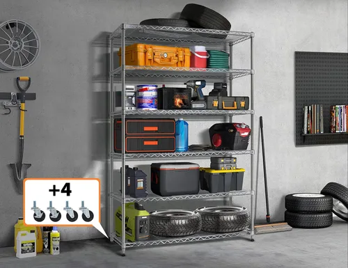 Miniatura 9 de Estantes de almacenamiento de 72 pulgadas con cargas de estantería de alta resistencia de 500/2100 libras, estante de metal de 6 niveles, estantería