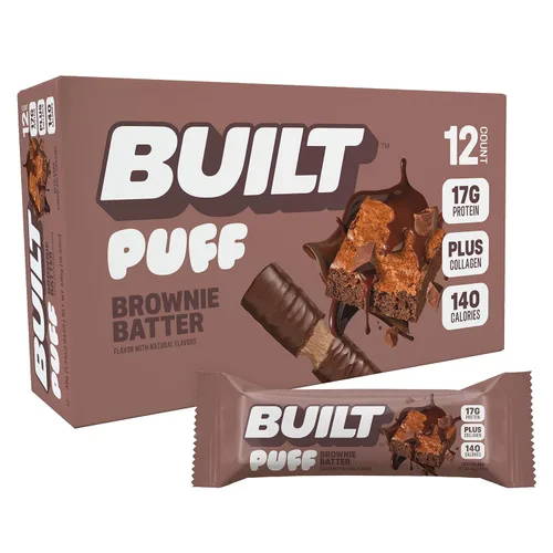 Miniatura 18 de Built Puffs - Barras de proteínas de 12 unidades, barras energéticas altas en proteínas, colágeno, sin gluten, cubiertas de chocolate, bajas