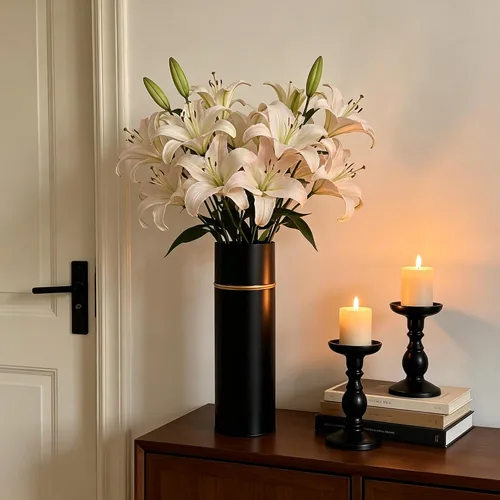 Miniatura 8 de Hosley Jarrón de metal galvanizado con forro de PVC, 4 pulgadas de diámetro x 14 pulgadas de alto, regalo ideal para arreglos florales, bodas