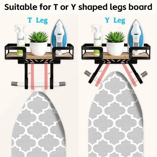 Miniatura 4 de Soporte de pared para tabla de planchar, colgador de tabla de hierro, costura, organización de cuarto de lavandería, negro, soporte de hierro