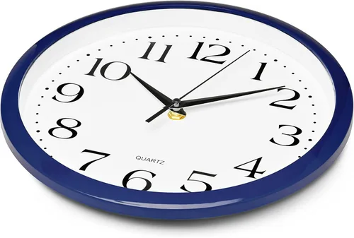 Miniatura 5 de Bernhard Products - Reloj de cuarzo de pared azul marino, silencioso, sin tictac, redondo, 10 pulgadas, a pilas y fácil de leer, para hogar, cocina