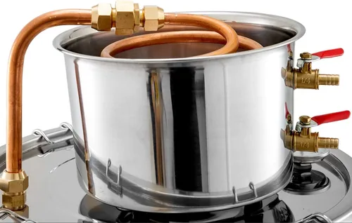 Miniatura 5 de Destilador de acero inoxidable, capacidad de 6 L (1.6 galones), kit completo con termómetro – para agua y vapor/destilación de aceites esenciales