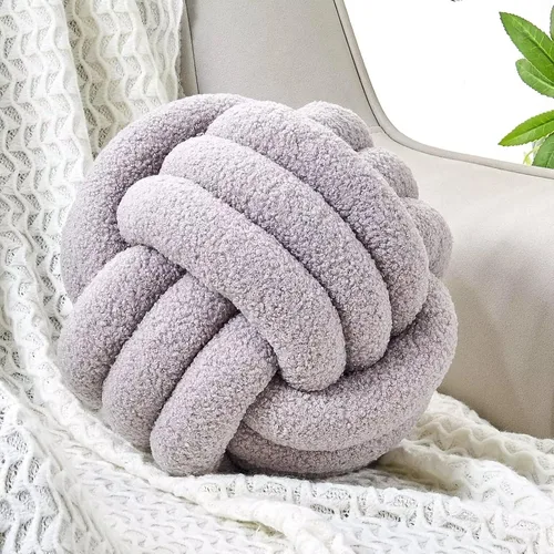 Miniatura 8 de Uvvyui Bola de Almohada con Nudo, Almohadas Decorativas Suaves para el Hogar, Almohada Redonda de Tiro, Almohada de Felpa Anudada Hecha a Mano