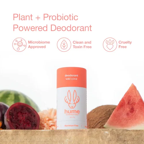 Miniatura 4 de Hume Supernatural Desodorante sin aluminio para mujeres y hombres, seguro para pieles sensibles, probiótico, a base de plantas, sin bicarbonato