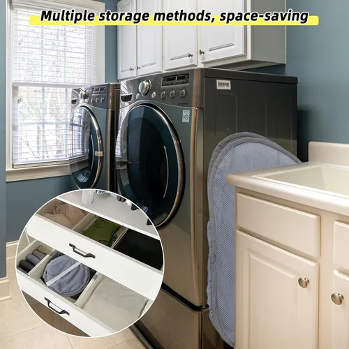 Miniatura 6 de Cesta de lavandería plegable, cesta de ropa plegable emergente de 90L con asas, cesta de ropa sucia de malla cuadrada para lavandería, baño