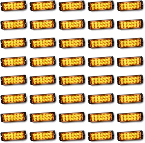 CORP 40X Amber 12 LED súper delgado de advertencia de emergencia intermitente, barra de luz estroboscópica, montaje en superficie, coche, camión,