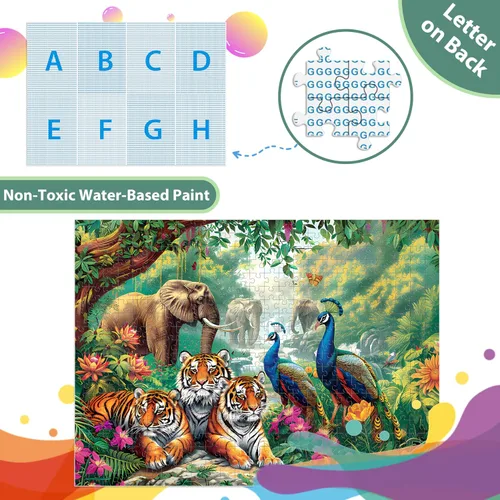 Miniatura 7 de Rompecabezas para adultos, 500 piezas, rompecabezas de elefante y tigre para adultos, niños y ancianos, rompecabezas de animales de pavo real, 500