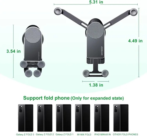 Miniatura 6 de Z Fold 4 - Soporte de automóvil para ventana de parabrisas de salpicadero, aluminio 2 modos para Samsung Galaxy Z Fold 6 5 4 3 2 Accesorios y iPhone