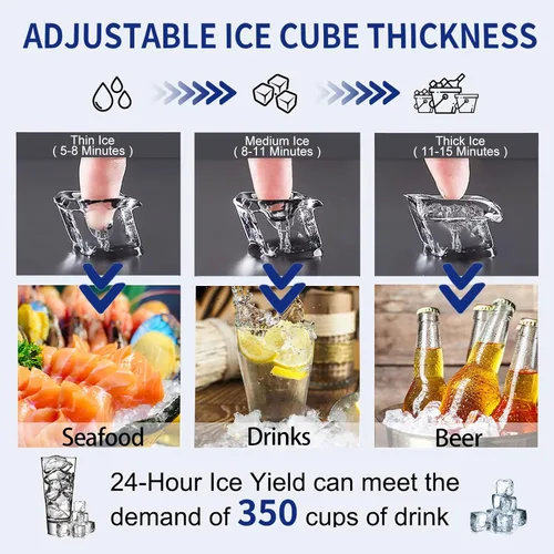 Miniatura 5 de Máquina comercial para hacer hielo de 120 libras/24 horas con capacidad de hielo de 35 libras, 45 cubos de hielo transparentes listos en 11-20