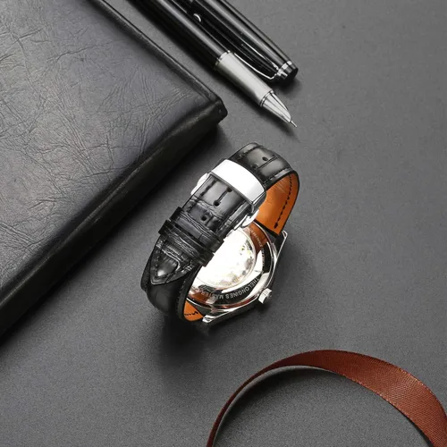 Miniatura 2 de Moran - Correa con estampado de cocodrilo y de cuero vacuno, para reloj de pulsera de 18mm a 24mm, para mujer y hombre