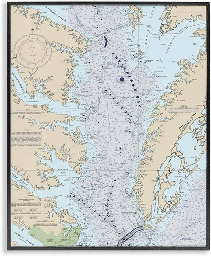 Miniatura 11 de Stupell Industries Chesapeake Bay - Mapa de flujo de agua de la bahía cartografía costera, diseñada por Daphne Polselli, placa de pared, 13 x 19