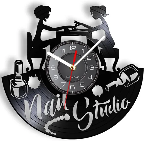 Miniatura 3 de Reloj de pared de disco de vinilo LED de 12 pulgadas con 7 modos luminosos para estudio de uñas, decoración de pared con tecnología de uñas