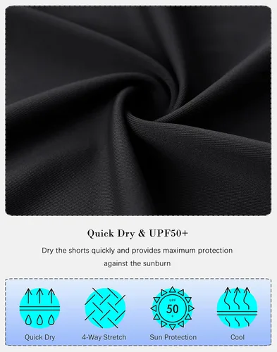 Miniatura 6 de SANTINY Pantalones cortos de natación de cintura alta de 812 pulgadas para mujer con bolsillos, UPF50+ pantalones cortos de natación largos