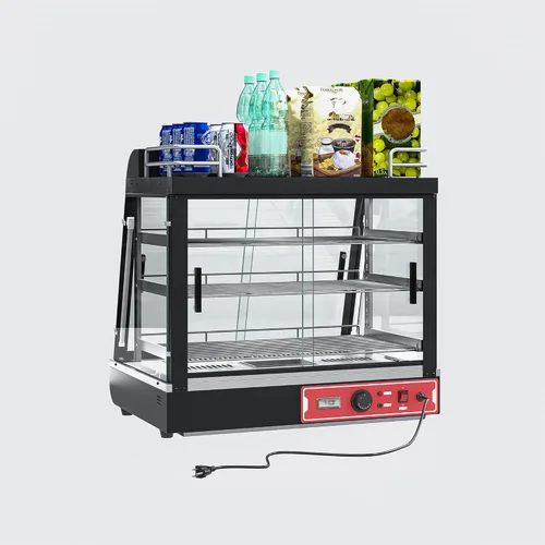 Miniatura 6 de vitrina de calentador de alimentos de 27 pulgadas, calentadores de alimentos comerciales de 3 niveles con estante superior para leche/botellas