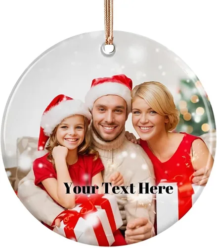 Miniatura 13 de Adornos de Navidad personalizados con foto, adorno de imagen de vidrio personalizado con nombres, decoración de cristal de árbol de Navidad, regalo