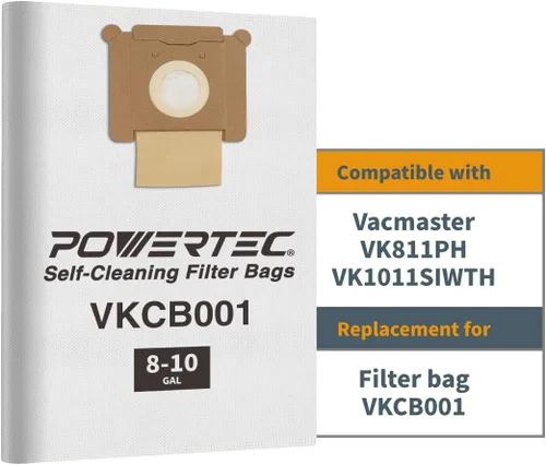 Miniatura 2 de POWERTEC VKCB001 Bolsas de polvo para Vacmaster 6PK, para VK811PH, VK1011SIWTH aspiradoras húmedas/secas de 8 a 10 galones, repuesto para bolsas