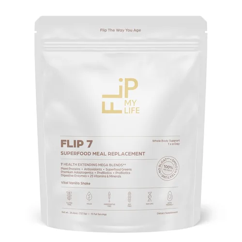 Flip My Life, Flip 7 SuperAlimento Natural, Proteína a Base de Plantas, Reemplazo Completo de Comida para Apoyar un Intestino Saludable, Mezcla de 7