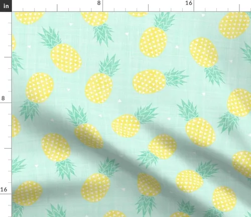 Miniatura 2 de Spoonflower Tela: textura de piña, triángulos de menta amarilla, piñas, alimentos, cocina, estampado en pétalos, tela de algodón distintiva por The