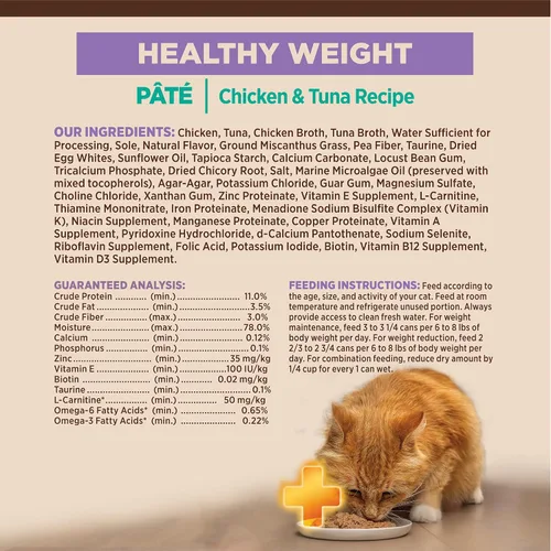 Miniatura 7 de Wellness CORE+ Alimento húmedo en paté de peso saludable para gatos adultos, natural, rico en proteínas, sin granos, 2.8 onzas, paquete de 12