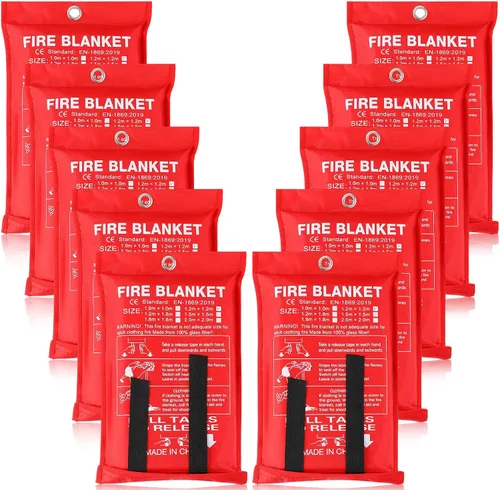Miniatura 9 de Macarrie Paquete de 10 mantas de emergencia contra incendios de 39 x 39 pulgadas para el hogar, cocina, manta de supresión de seguridad de fibra