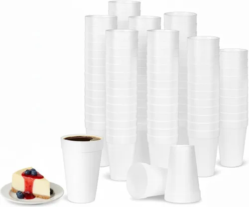 Miniatura 10 de Pantryware Essentials Vasos desechables de espuma blanca de 8 onzas, paquete de 50 unidades. Vasos desechables de espuma para bebidas
