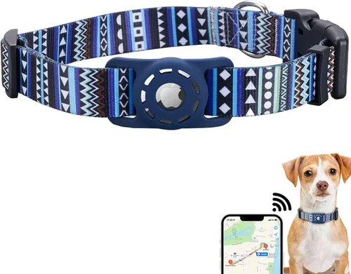 Miniatura 15 de Collar reflectante para perro, compatible con AirTag, collar de nailon para perros pequeños, medianos, grandes y extra grandes Naranja