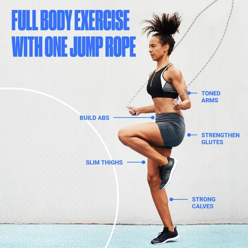Miniatura 3 de Sportbit Elite Cuerda de Saltar con Perlas - Cuerda de Velocidad Ajustable para Fitness, CrossFit, Boxeo - Sin Enredos, Ligera Blanco