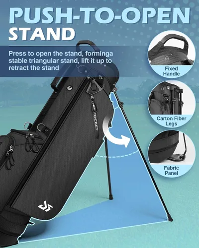 Miniatura 4 de Bolsa de golf con soporte – Versión mejorada 2025 con bolsillo enfriador, parche para guantes y porta tee, bolsa de golf ligera para domingo