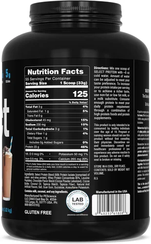 Miniatura 7 de PEScience Select Protein Powder, mezcla de suero y caseína, proteína limpia en polvo para mujeres y hombres, baja en calorías, baja