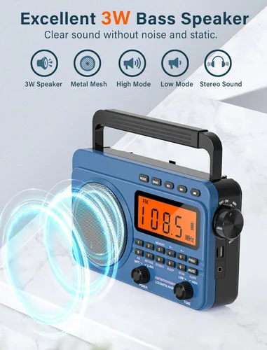 Miniatura 3 de Radio digital AM FM de onda corta con la mejor recepción, radio portátil recargable de 4000 mAh con alerta meteorológica NOAA, altavoz grande
