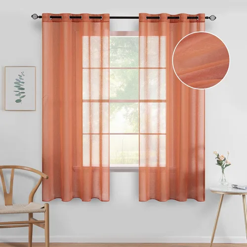 Miniatura 19 de MIULEE - Cortinas transparentes para ventana (2 paneles). Cortinas elegantes., Poliéster & Mezcla de poliéster, Blanco