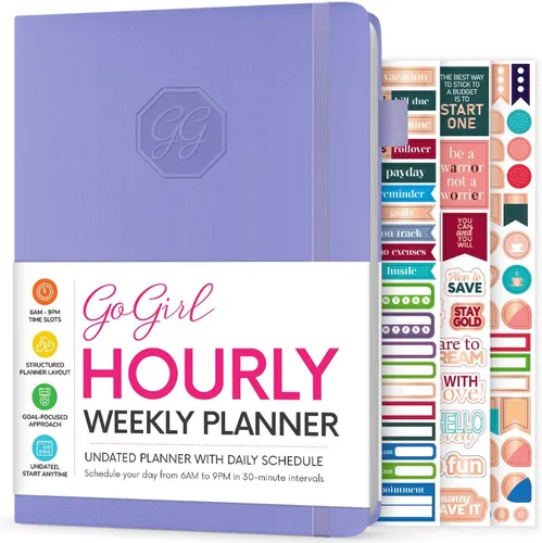 Miniatura 13 de GoGirl Planificador de Horario Semanal – Planificador de trabajo y vida por horas con franjas horarias – Organizador de agenda vertical para Rosa