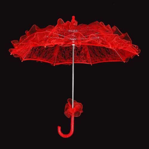 Miniatura 4 de Fdit Paraguas de algodón con encaje nupcial para bodas fiestas bailar fotografía accesorio rojo