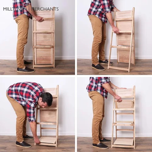 Miniatura 7 de Estante de escalera envejecido, estantería rústica inclinada para decoración del hogar (negro)