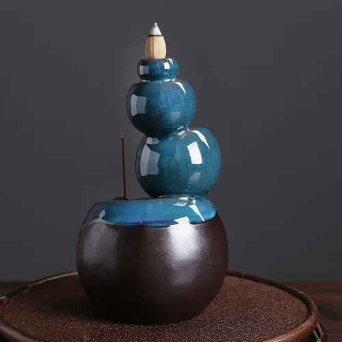 Miniatura 3 de Creative Kiln Turns - Quemador de incienso de reflujo azul izquierdo y derecho, planeta cósmico, humo, cascada, quemador de incienso, aromaterapia