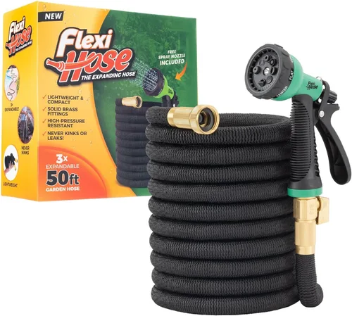 Miniatura 7 de Flexi Hose manguera de jardín expandible con boquilla de 8 funciones, 25 pies - manguera de jardín retráctil ligera, manguera de agua - flexibilidad